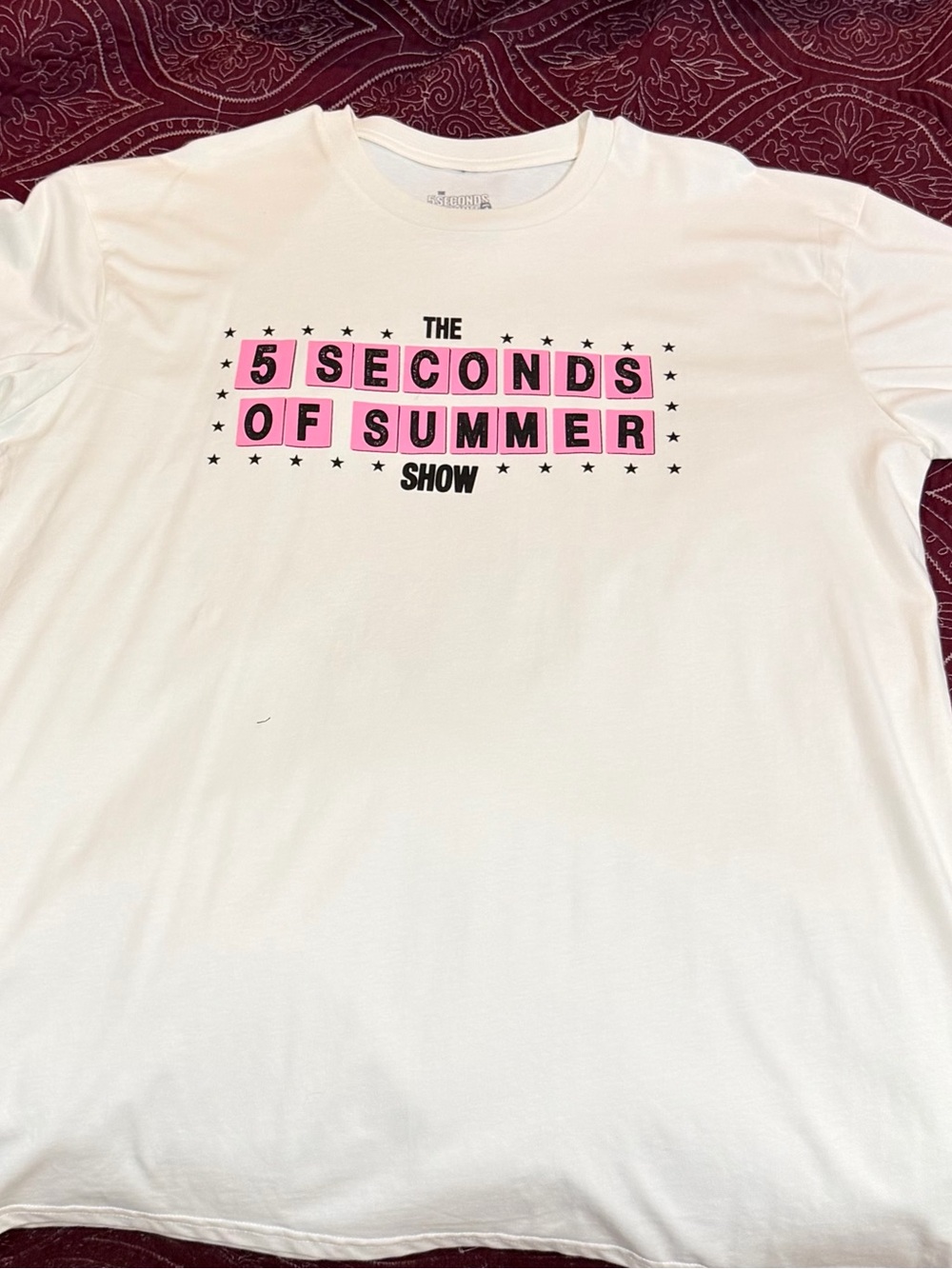 5 Seconds of Summer White Graphic Tee - Pink Accent